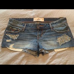 Studded jean shorts